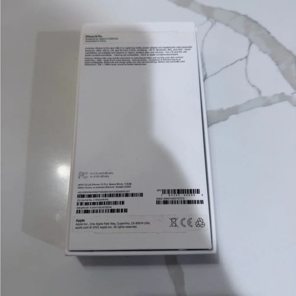 Apple iPhone 14 Pro Space Black 128GB A2650 EMPTY BOX ONLY